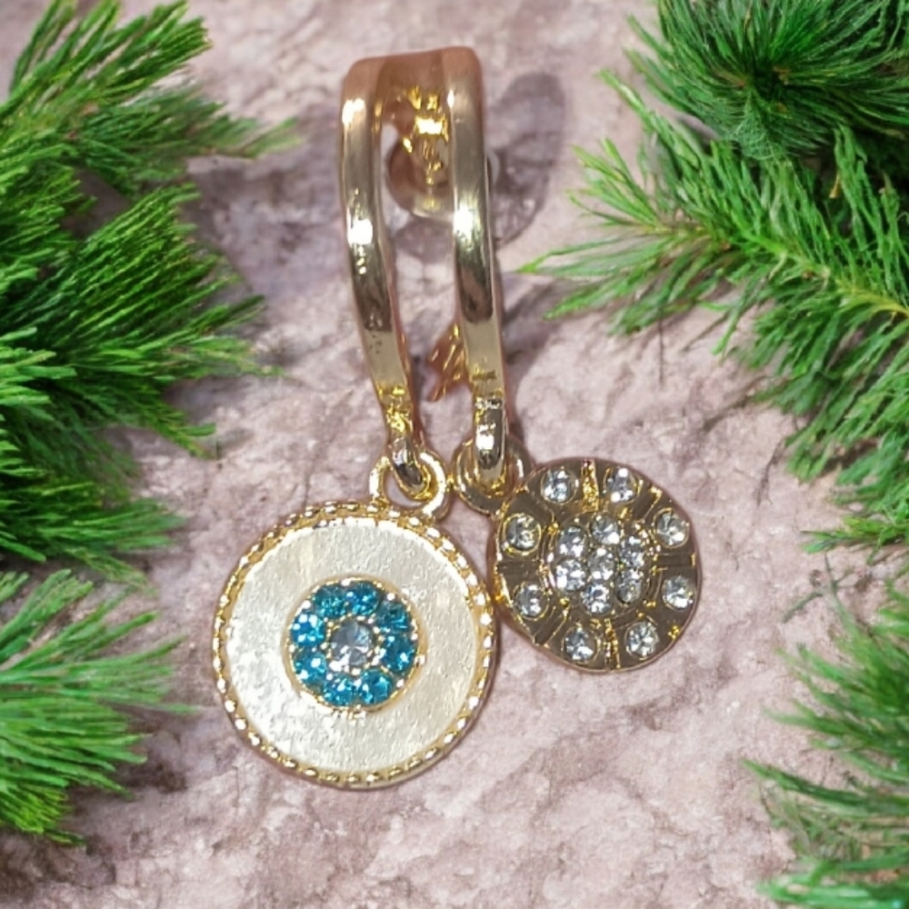 Elegant Gold and Blue Dangle Earrings - Picture 6 of 9